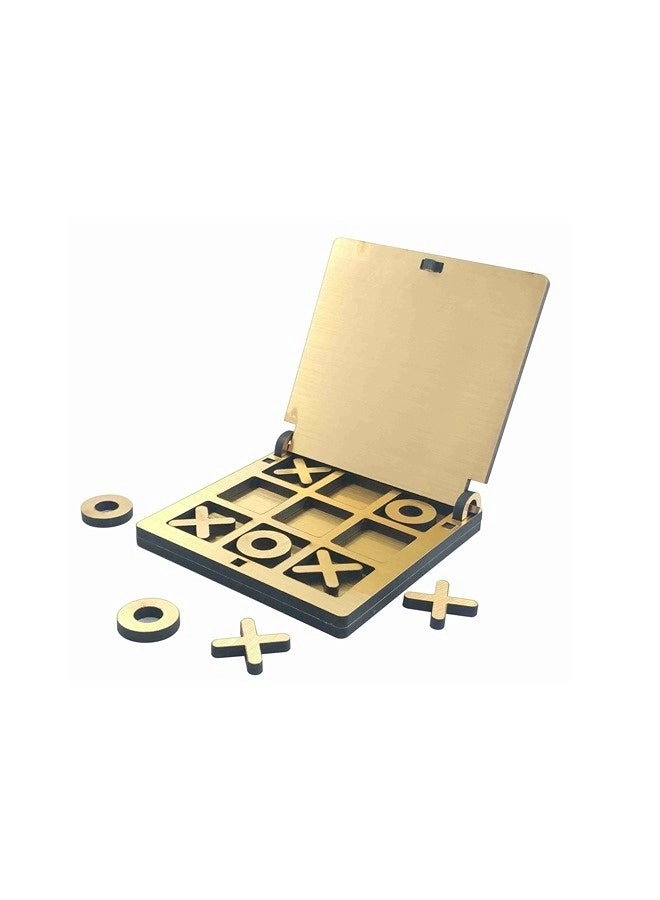 Tic Tac Toe - Wooden Mini Golden Finish