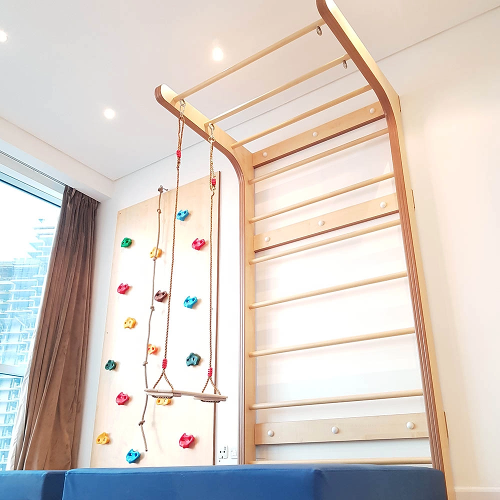 Swedish Wall + Climbing Wall - 1 Panel + Safety Mat - 120 x 120 x 15 cm