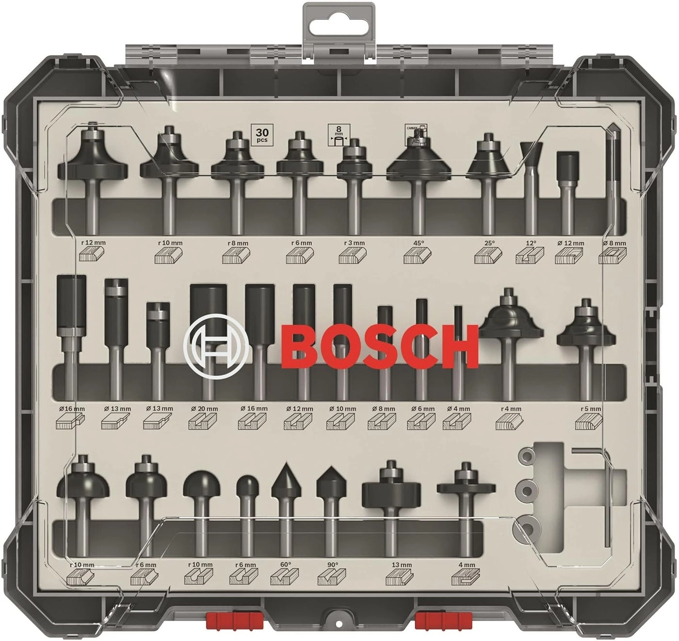 Router Bit Set - 8Mm 30 Pcs