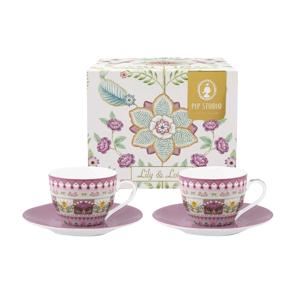 PIP STUDIO Lily & Lotus Espresso Cups And Saucers - 2 pcs - 120 ml
