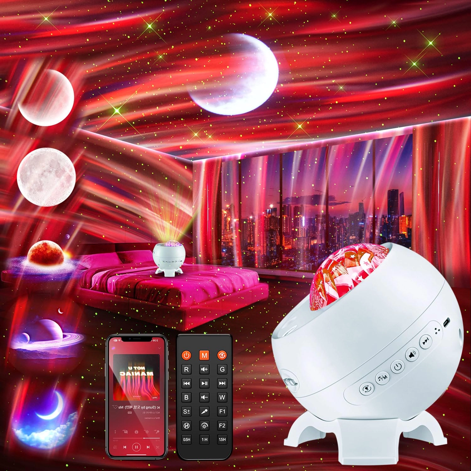 TK CO.,Ltd. WH-E12A - Northern Lights Projector White