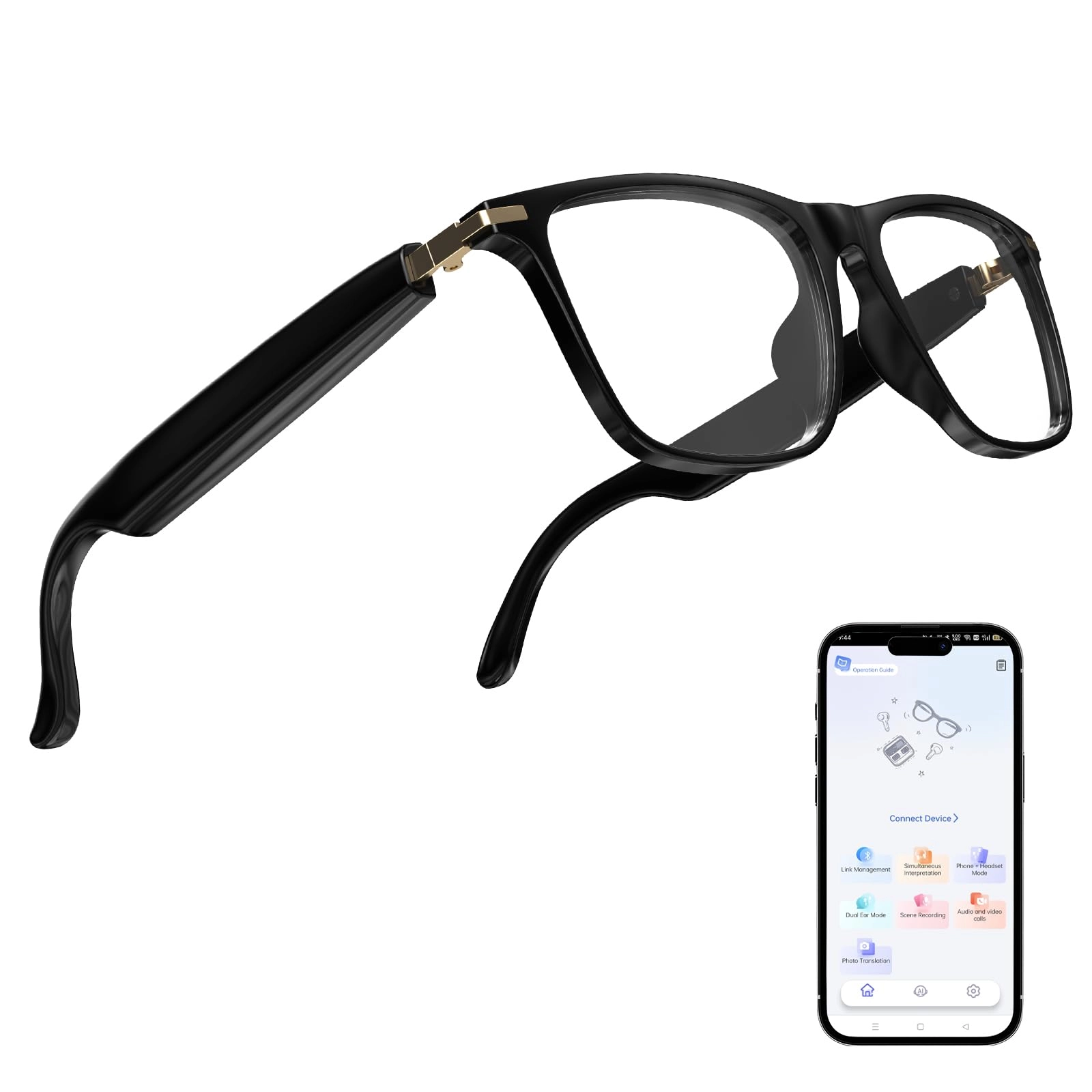LYFDUW Ai Translation Smart Glasses - Bluetooth 140 Language Real-Time Translation
