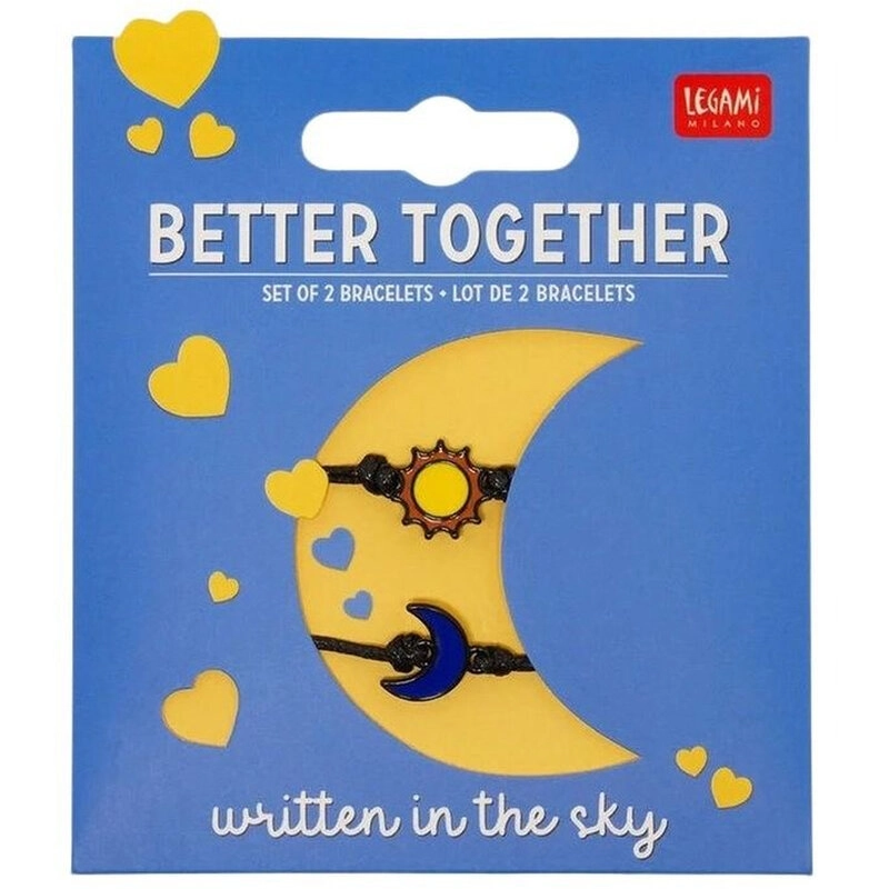 Better Together Sun&Moon Enamel Black-Tone Textile Bracelet