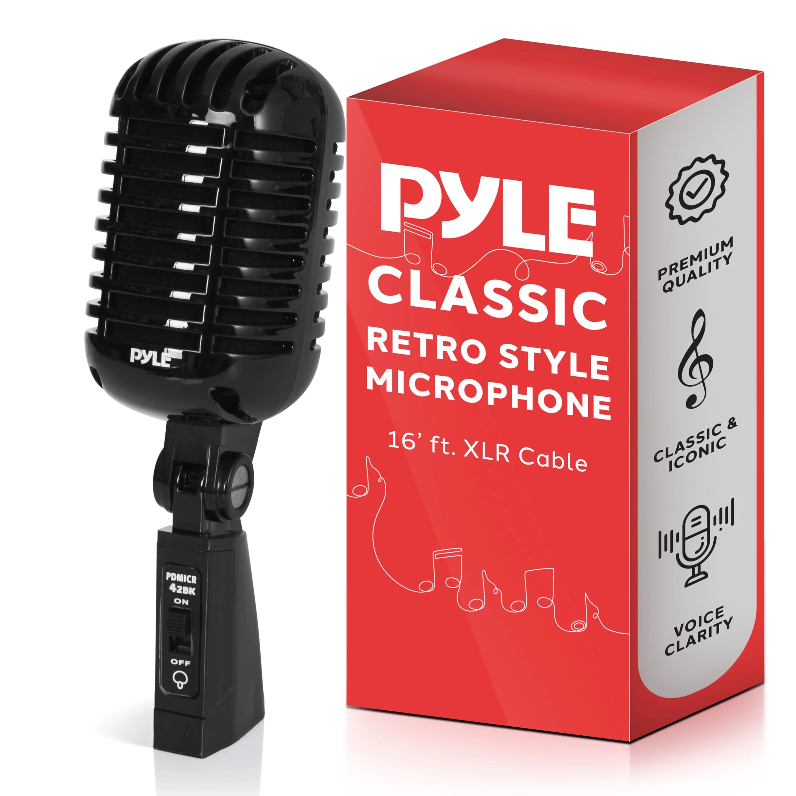 Pyle Classic Retro Dynamic Vocal Wired Microphone