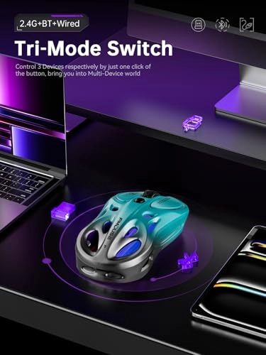 Tri-Mode Wireless Mouse - 2.4GHz USB / Dual Bluetooth / Wired