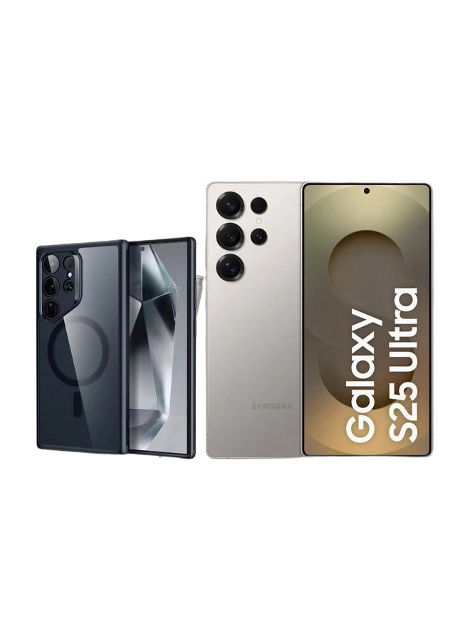 Samsung Galaxy S25 Ultra - 12GB 256GB 5G Titanium Grey + Classic Hybrid Case - Clear Black MagSafe Compatible