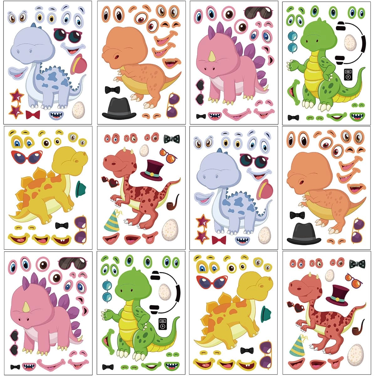 daiuni Dinosaur Sticker Book Make Your Own 24 pcs
