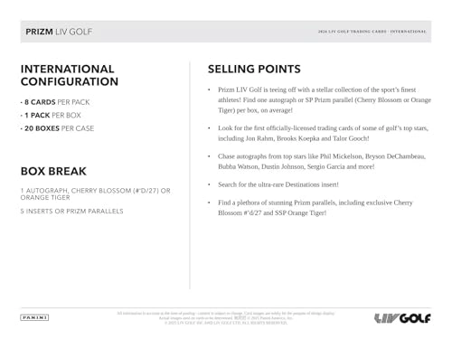 Prizm LIV Golf International Hobby Box - 8 Cards Per Pack