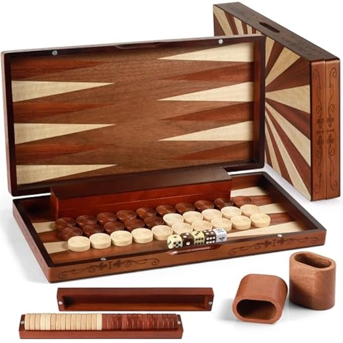 Generic Backgammon Set - Folding Board Leather Case Portable