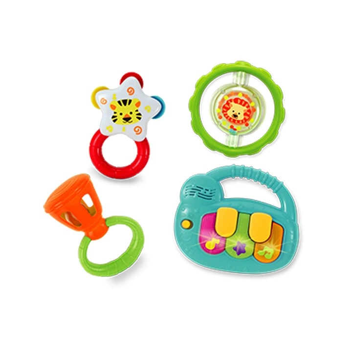 Rattle Music Set - 4 different instruments Light-up keyboard