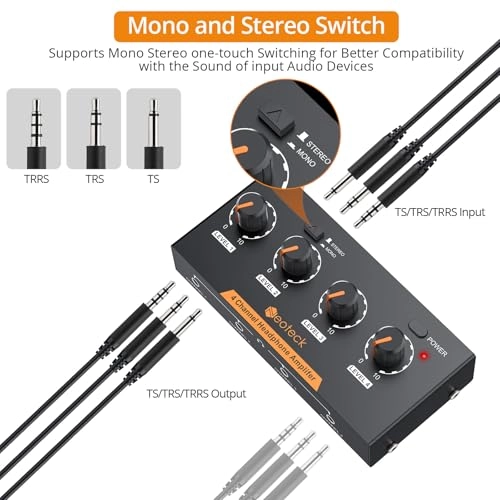 4 Channel Portable Stereo Headphone Amplifier - 4 Volume Controls 12V