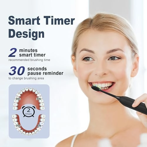 Sonic Electric Toothbrush - 6 Brush Heads 90-Day Battery