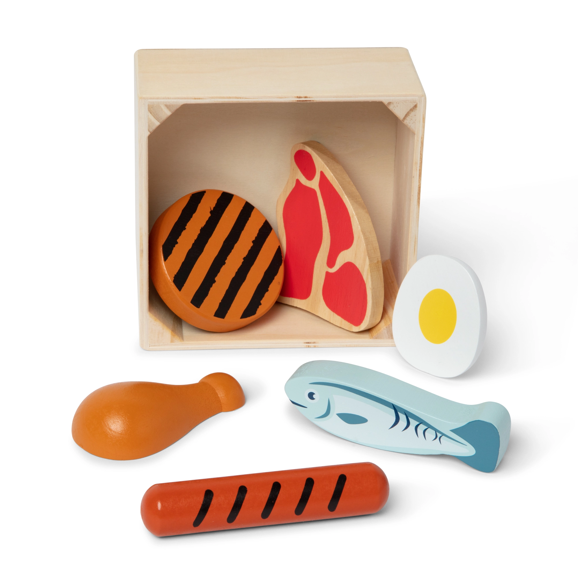 Melissa & Doug Wooden Food Pretend Playset - Protein - 7 Pcs (622-MD95208)