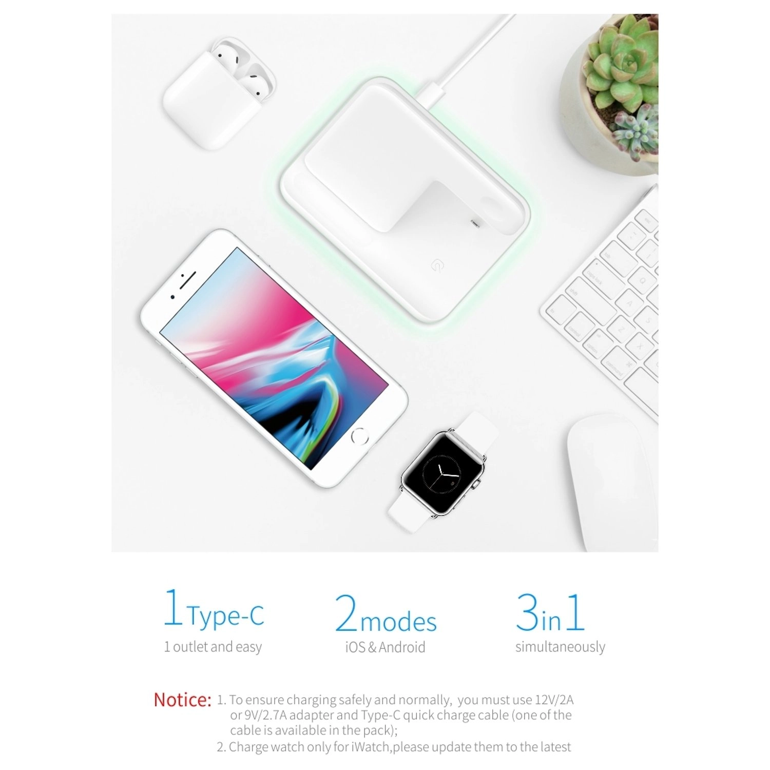 3 In 1 Wireless Charging Dock Station