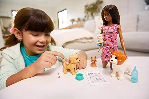 FXH09 - Brown Doll 4 Dogs Ages 3+