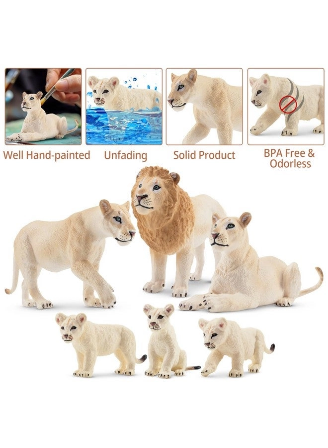 Jungle Animals - White Lion Figurines 6 pcs