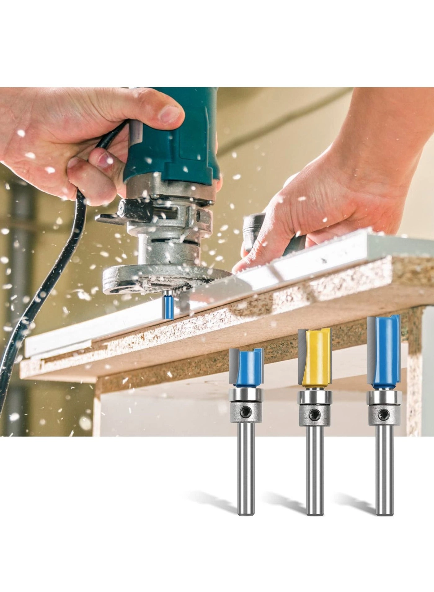 Y&D Straight Router Bit Set - 12.7mm 6.35mm 3pcs