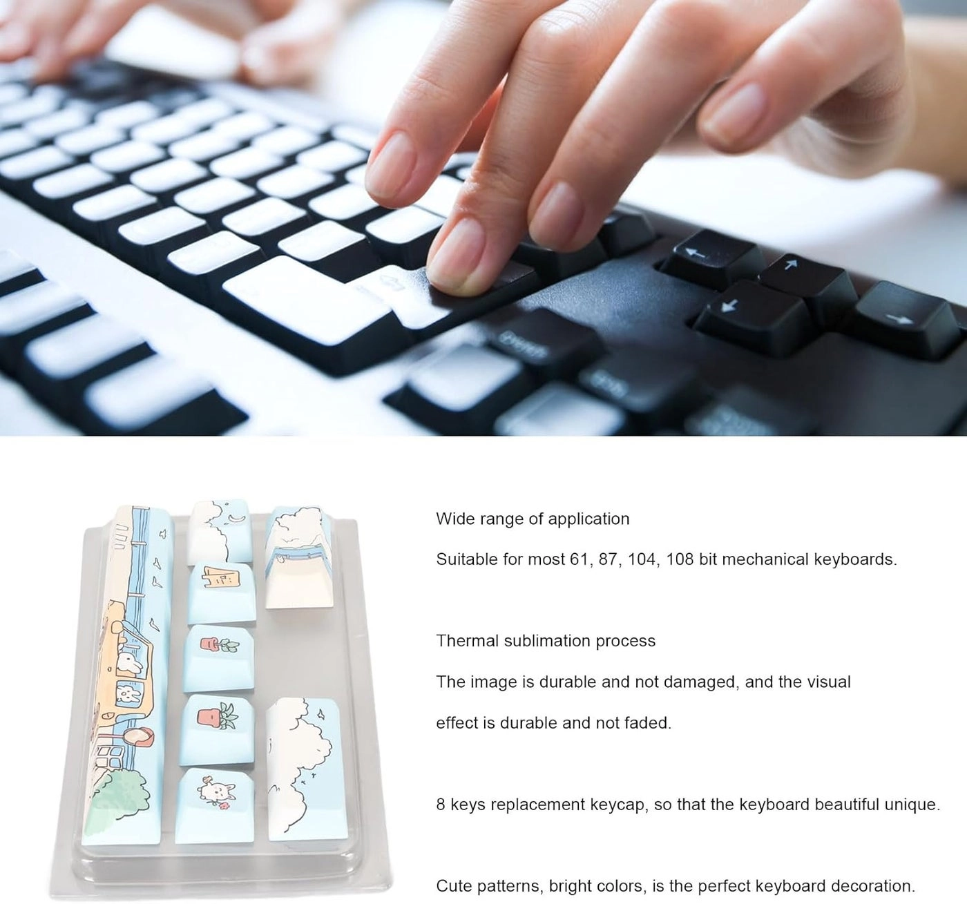 PBT Keycaps - 8 Key Compatible with 61 87 104 108 Keyboards