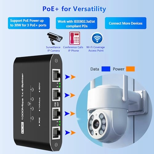PoE Splitter - 5-58V 30 Watts 5 802.3at/af 1 Gigabits Per Second