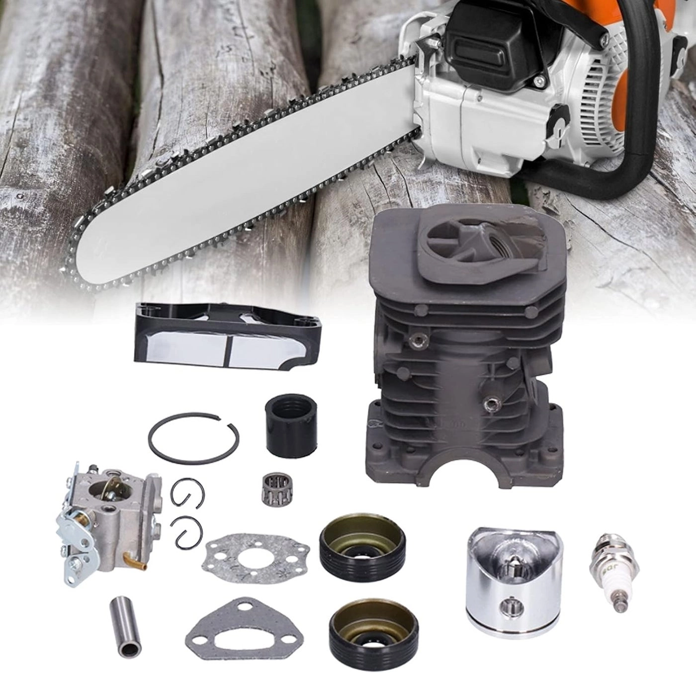 Cylinder + Piston + Carburetor + Air Filter - 40mm Fit for Husqvarna 136 137 141 142 Chainsaw