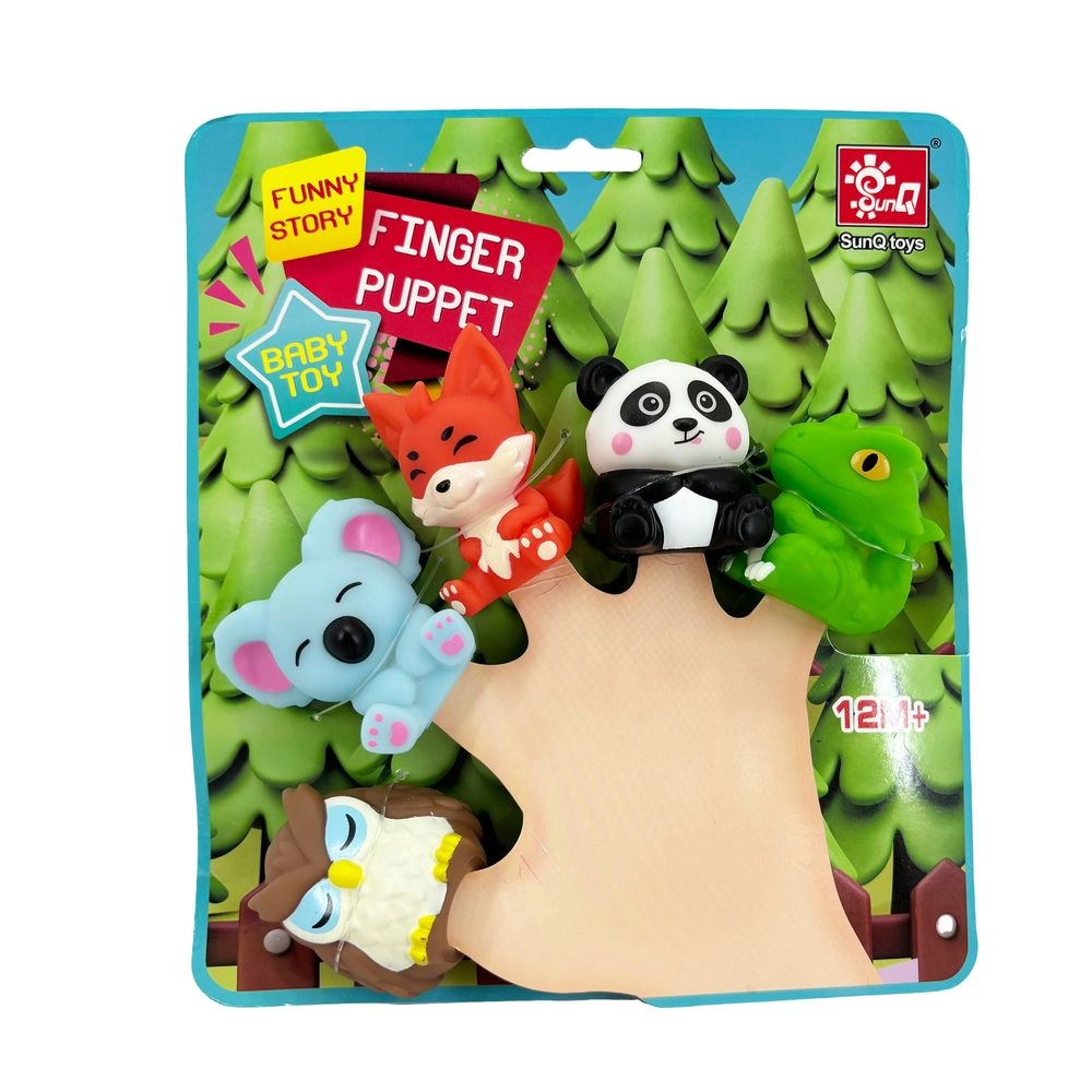 Funny Story Finger Puppet Toy Set - 5 Pcs Owl Fox Panda Dinosaur Koala
