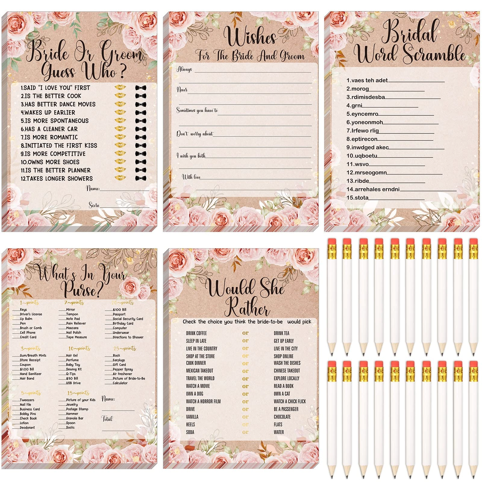 Bridal Shower Game - 145 Pieces