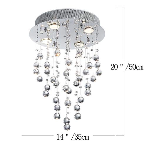 AK-AJ-18087 - Crystal Round Raindrop Chandelier 14 inch x 20 inch 4 GU10