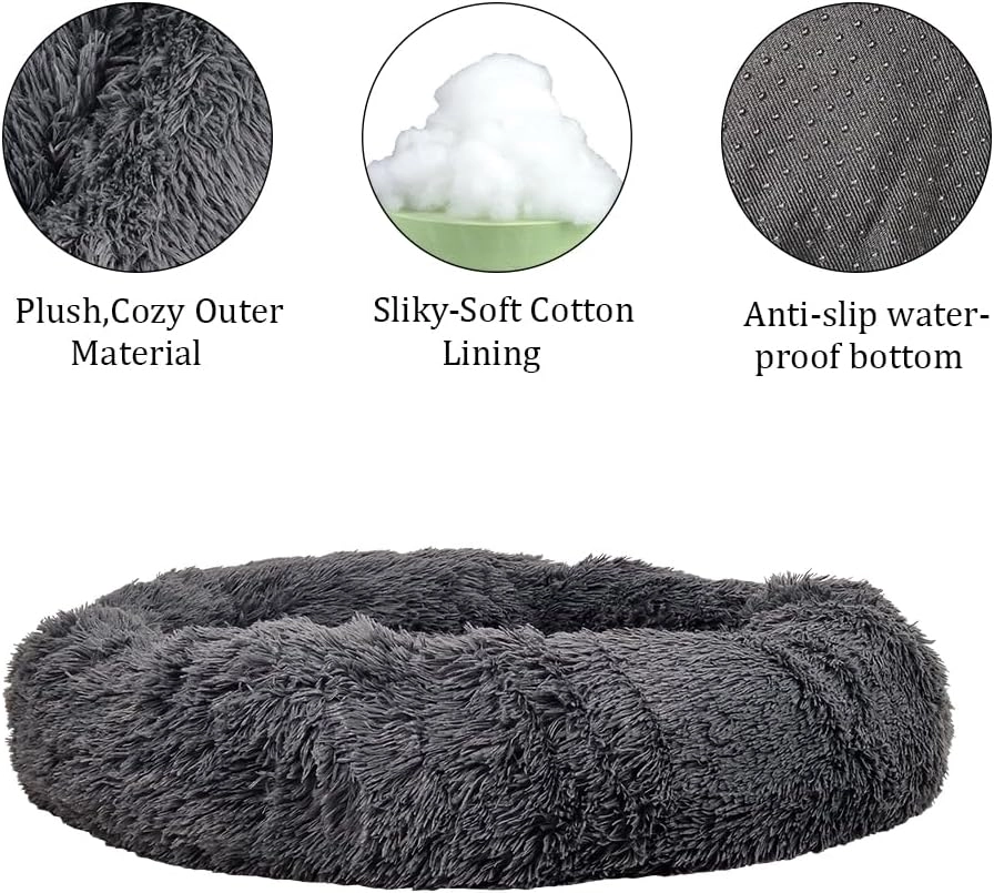 Faux Fur Round Donut Dog Bed