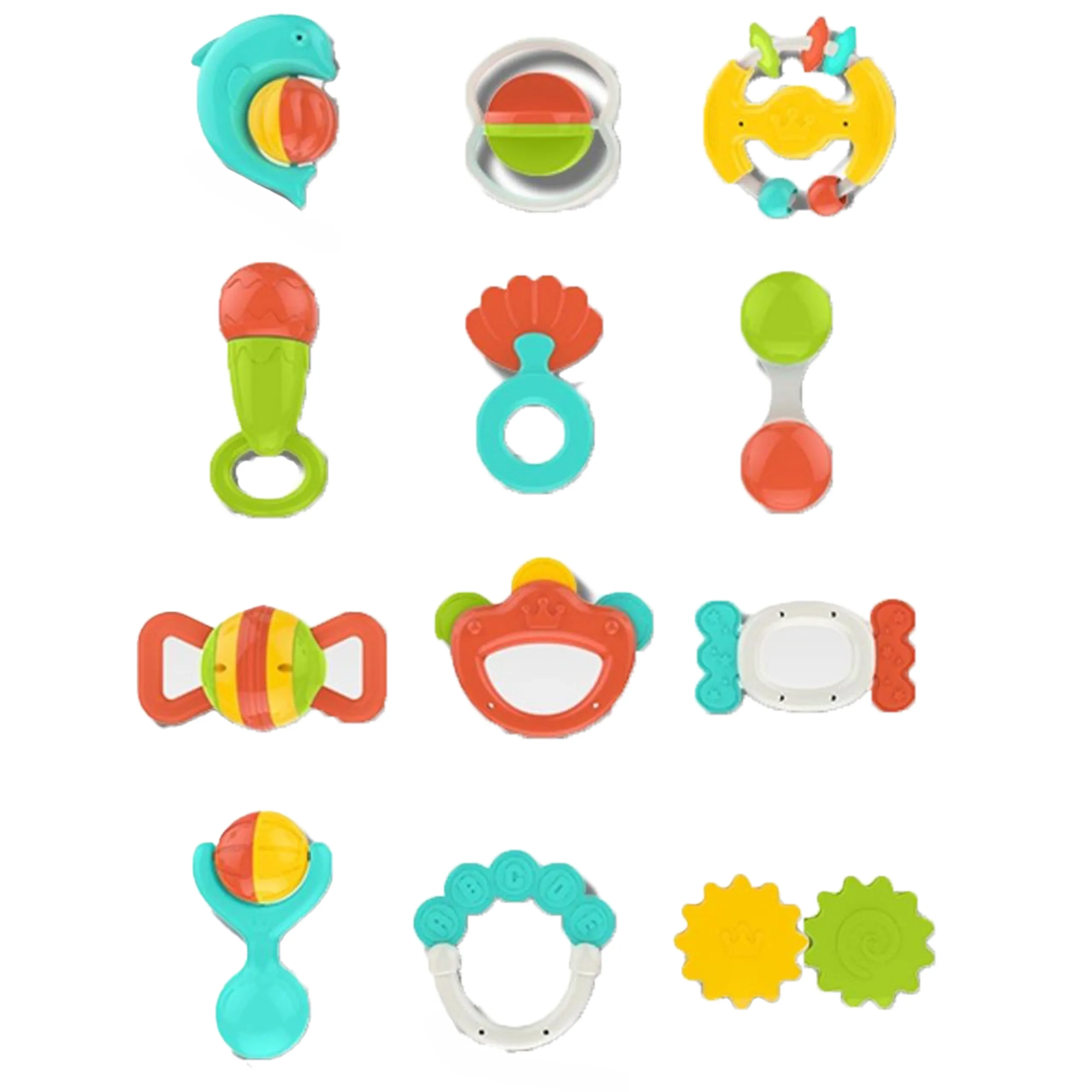 huanger Baby Rattles & Teether Sensory - Suitable for 3 months & above Multicolor 12pcs Set