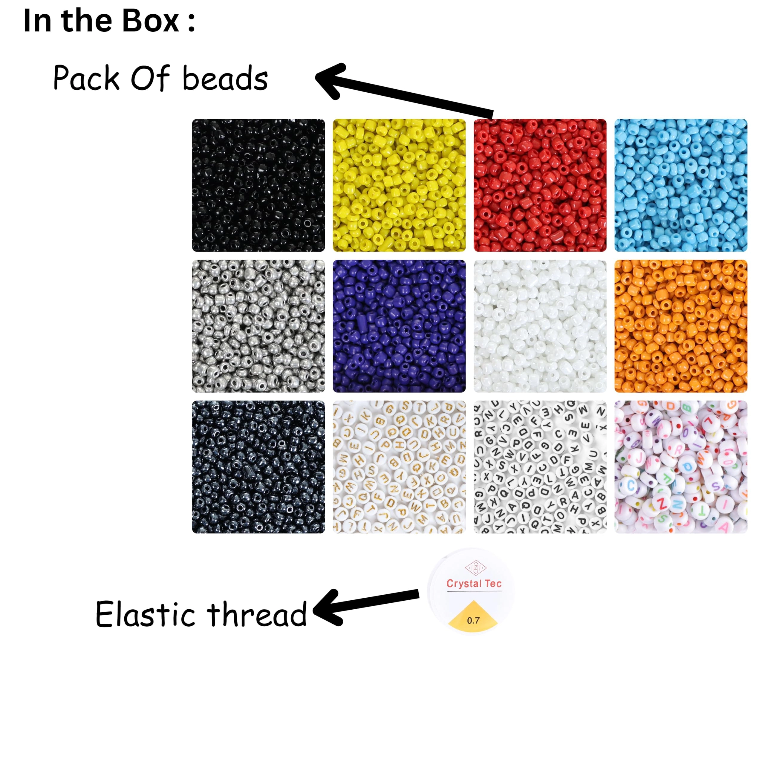 Bracelet Making Kit - 12 Types 10m Elastic Thread