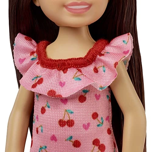 Chelsea Doll - 6-inch Brunette Ruffled Cherry-Print Dress Ages 3+