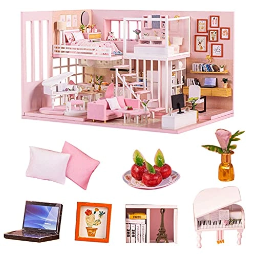 DIY Dollhouse Kit - 30x24.5x27.6 cm LED Light