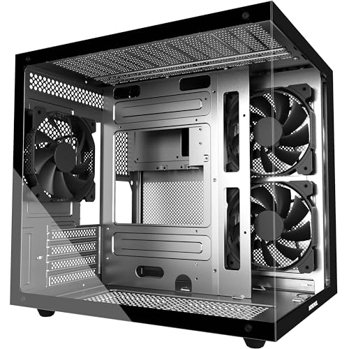MOROVOL MATX PC Case - 270° Panoramic Tempered Glass Panel Micro-ATX