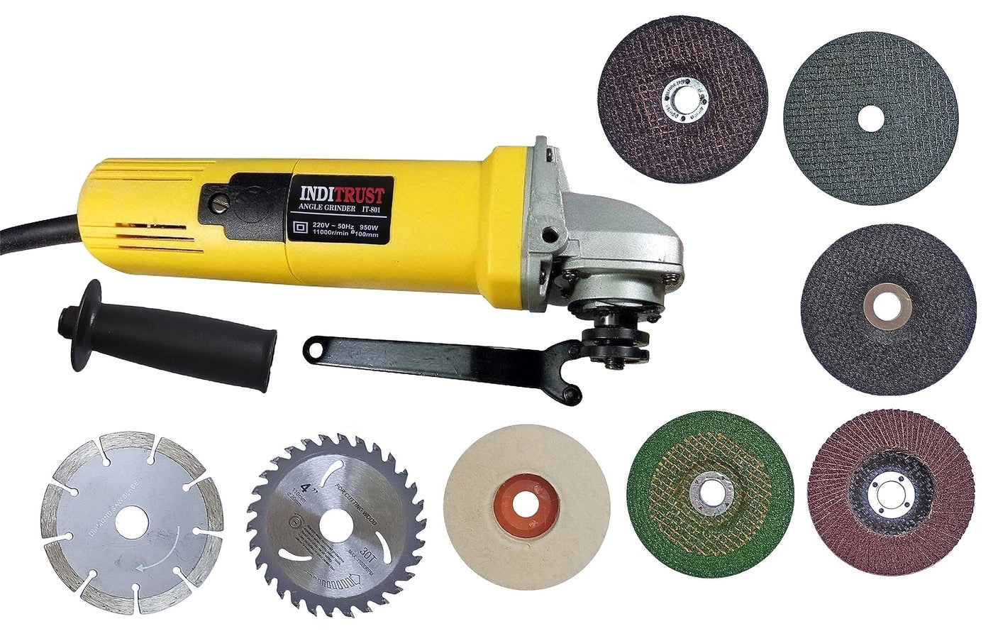 801 angle grinder - 950W 10pc Wheel set