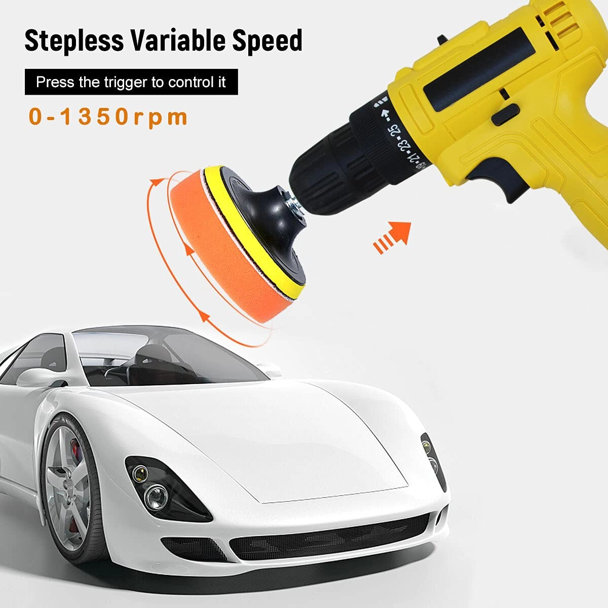 Cordless Screwdriver drill machine - 12V 0-10mm + 1200 mAh Battery + Charging Adapter + Polishing Pad kit - 5 inch