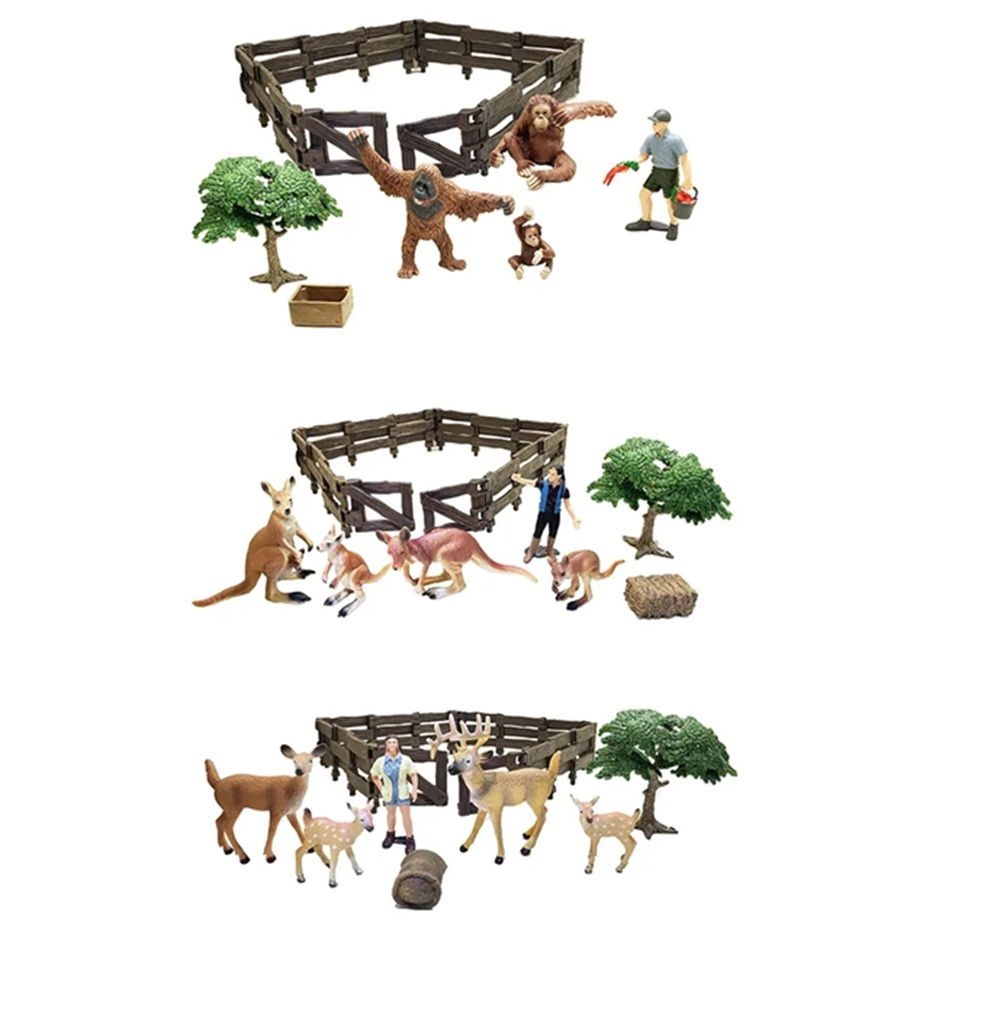 Series Animal Figure Mix - Orangutan + Deer + Kangaroo (TT-TTC-Q9899-C6) 3 pcs