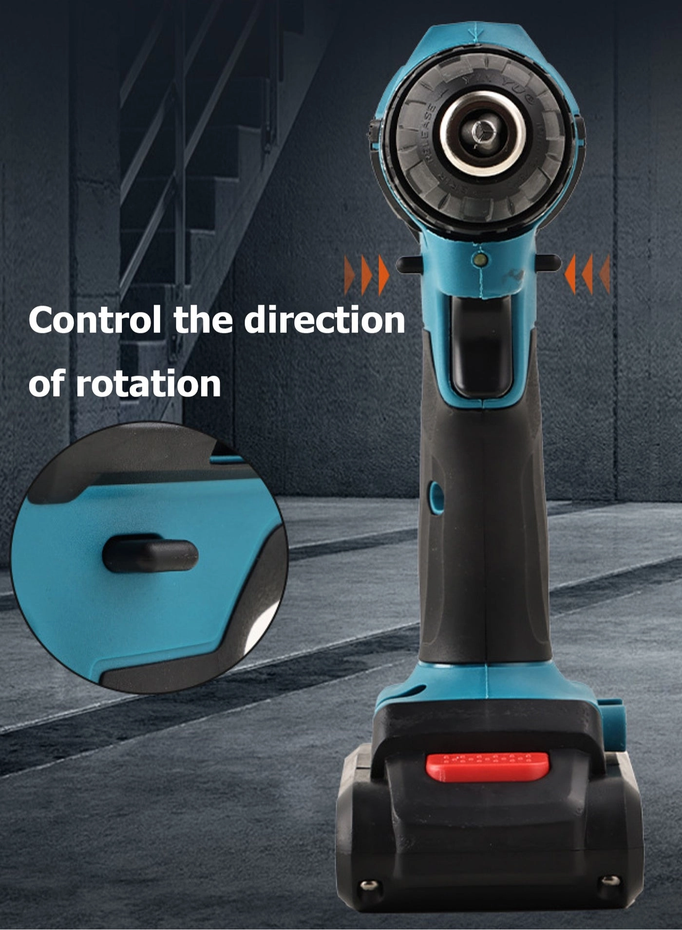 Cordless Electric Drill - 2 Batteries Built-in LED