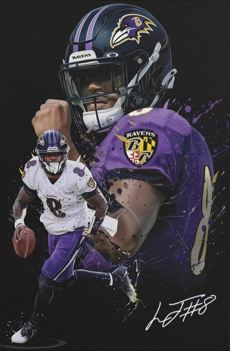 whzkcyh Lamar Jackson Poster - Canvas 24 x 36 in Unframed