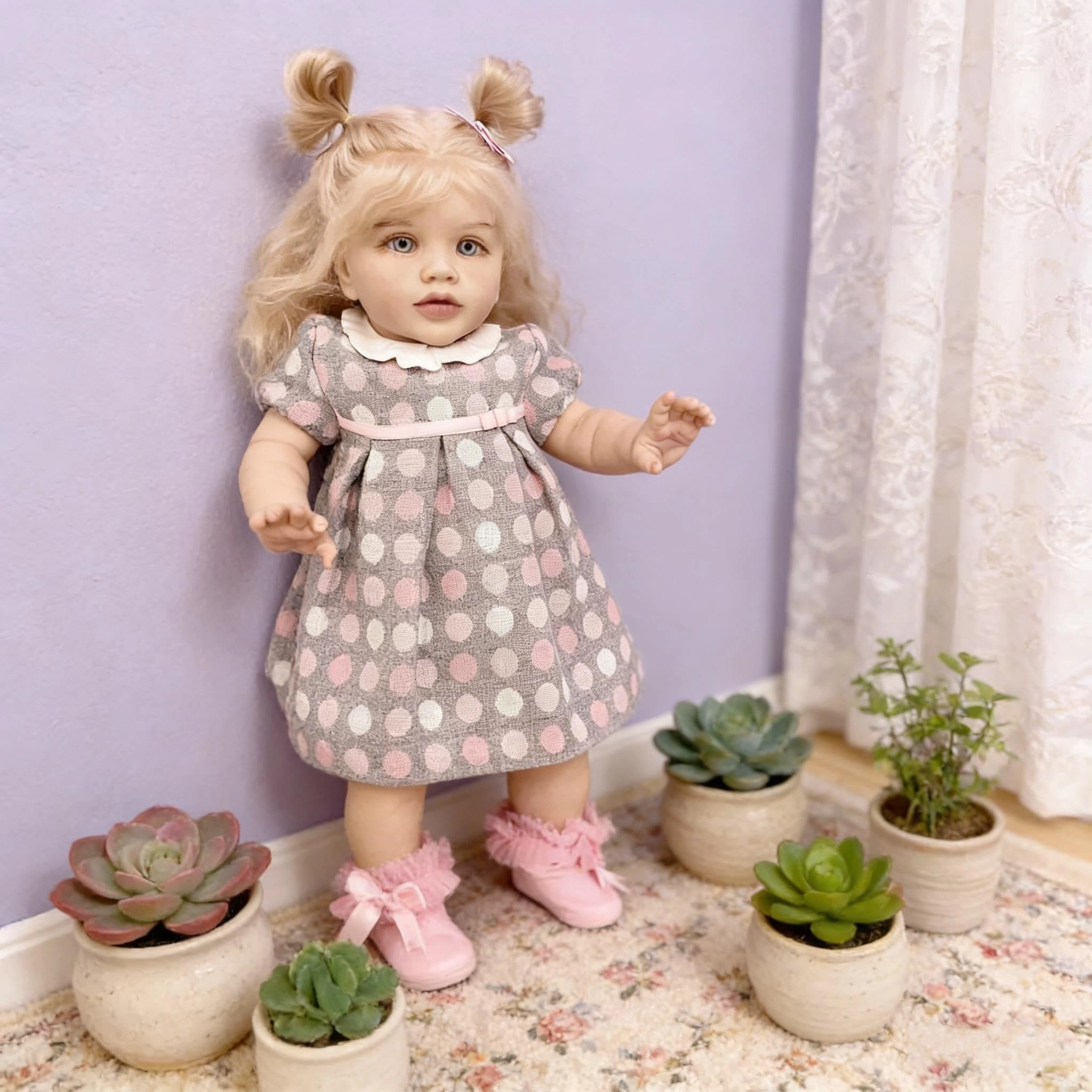 Pippa Reborn Baby Doll - 26 inch Cotton Vinyl Hand-rooted Curly Hair Ages 3+
