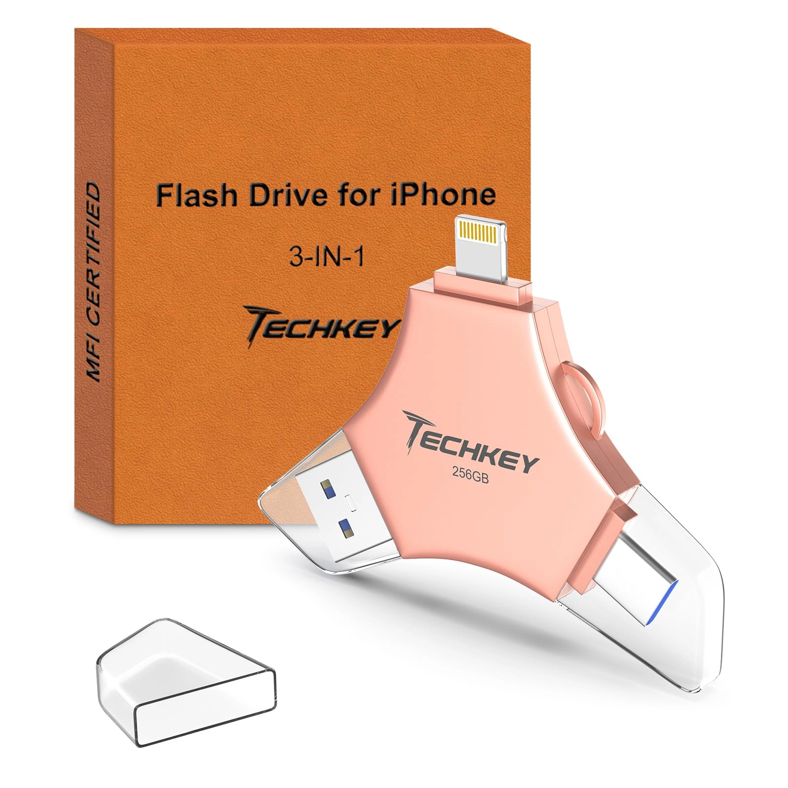 USB 3.0 Flash Drive - USB/Lightning/Type C 256GB
