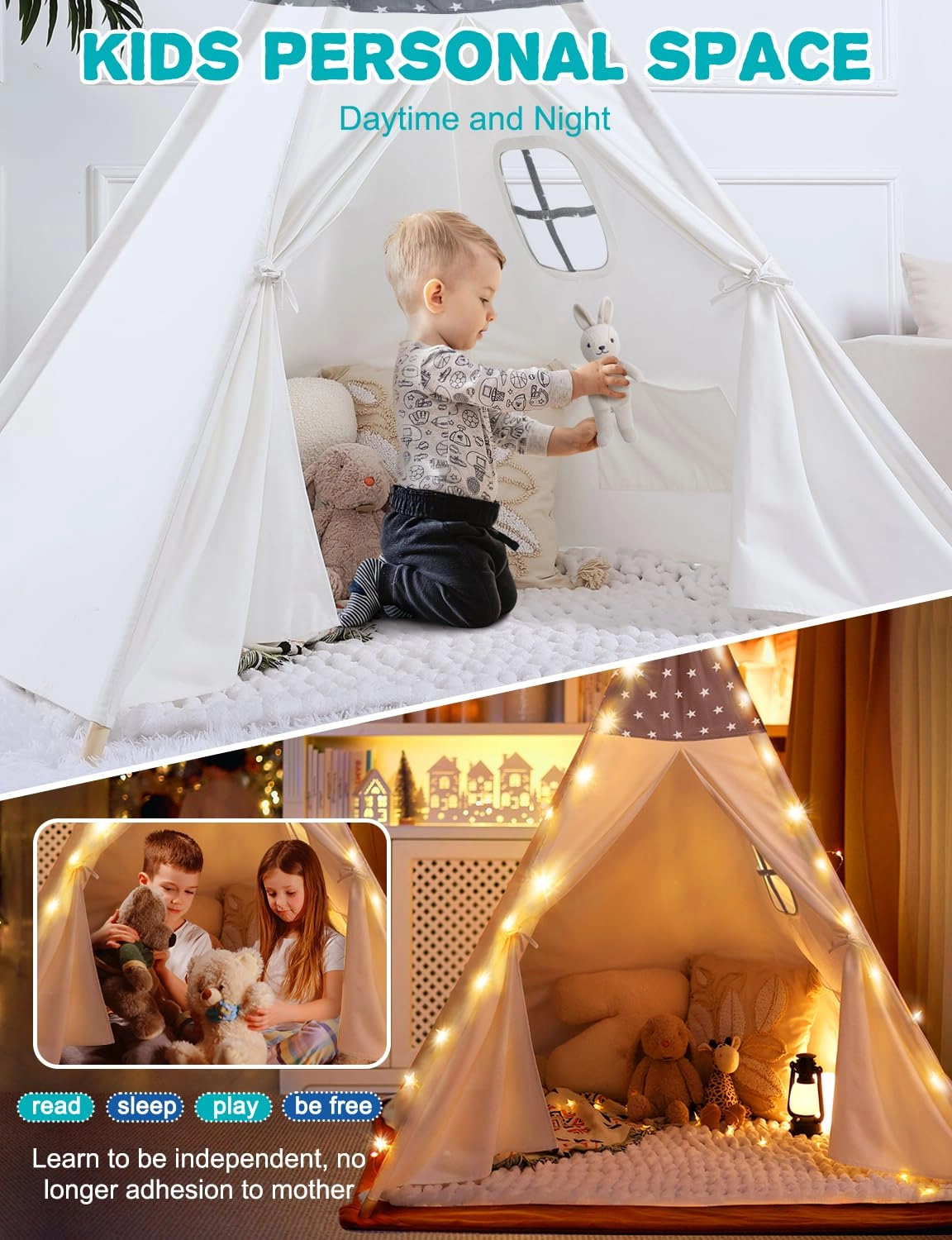 Teepee Tent - Large 47 x 47 x 61 inches