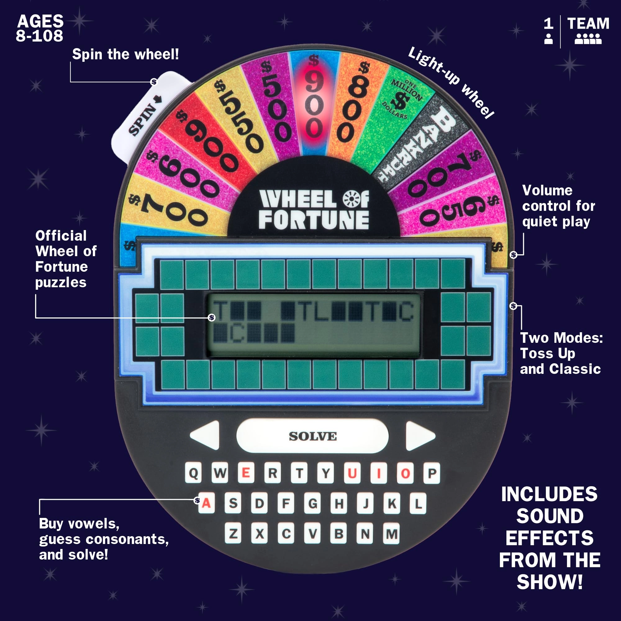 Wheel of Fortune Electronic Game - 8+ 1 pieces