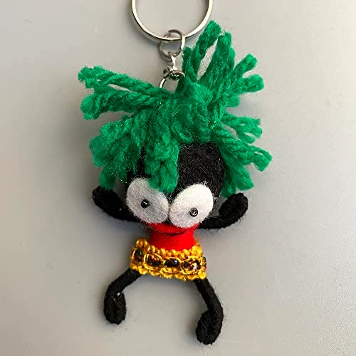 Voodoo String Doll Keychain - 7cm Green Hair