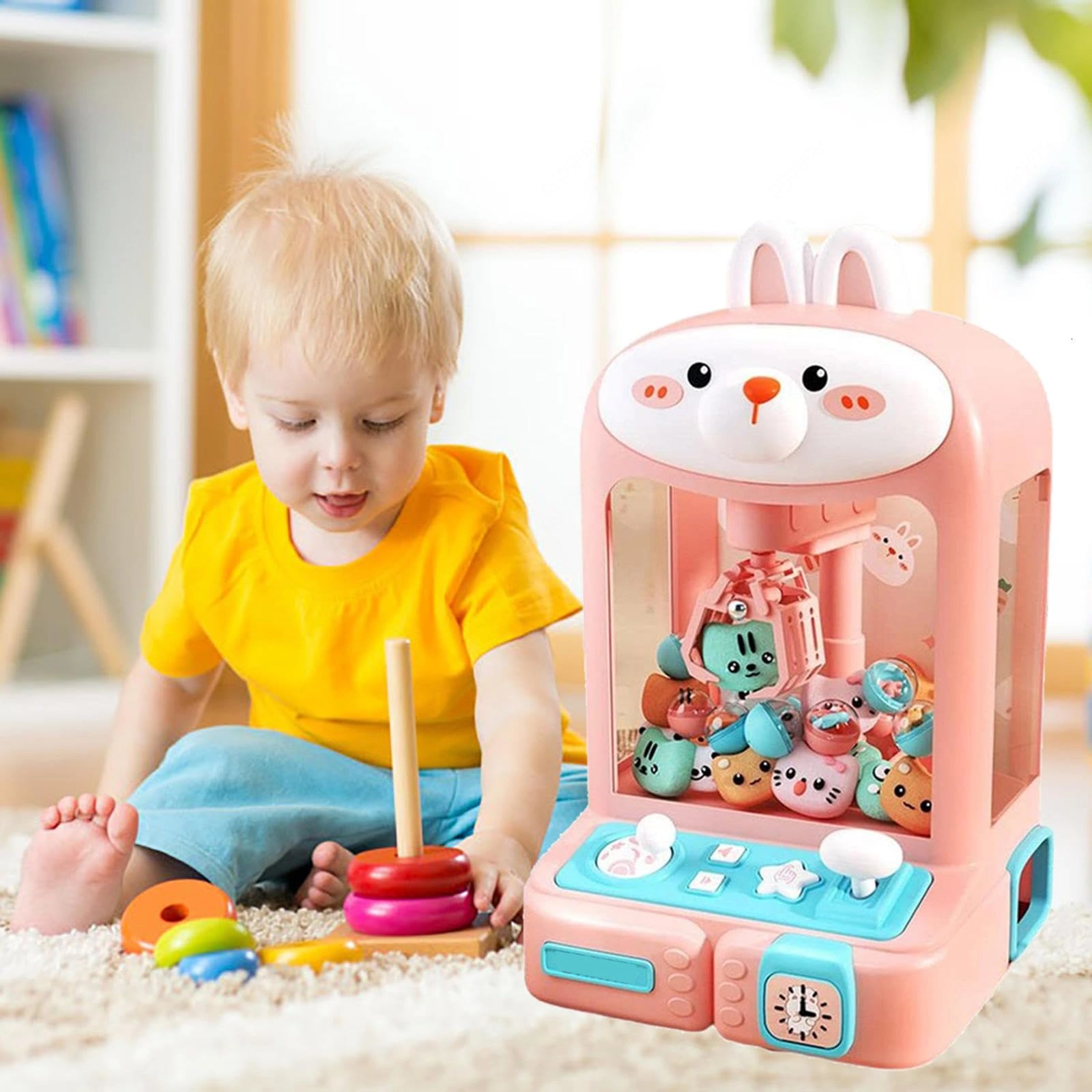 Claw Machine - 30 Toys 10 Gashapons Music Light Rabbit