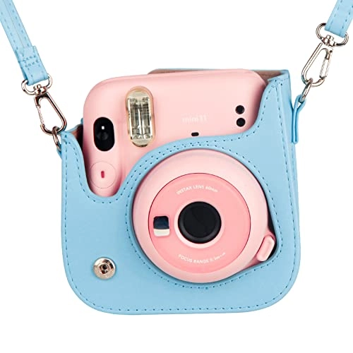 Mini Photo Album - 256 Pockets + Instant Camera Case - Blue