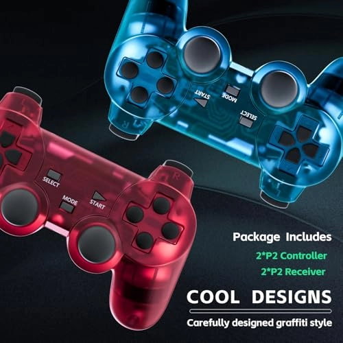 Wireless Controller - ClearBlue and ClearPurple PS-2 Play 2