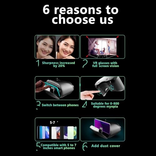 VR Headset - 3D Anti Blue Lenses 5 to 7 Inch Smartphones
