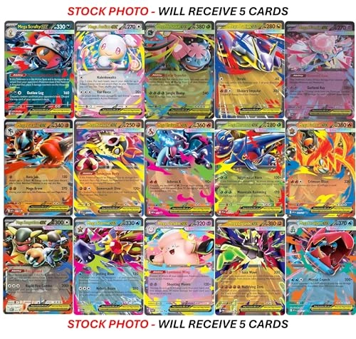 Pokemon Trading Cards - 5pcs ULTRA RARE + Toploader