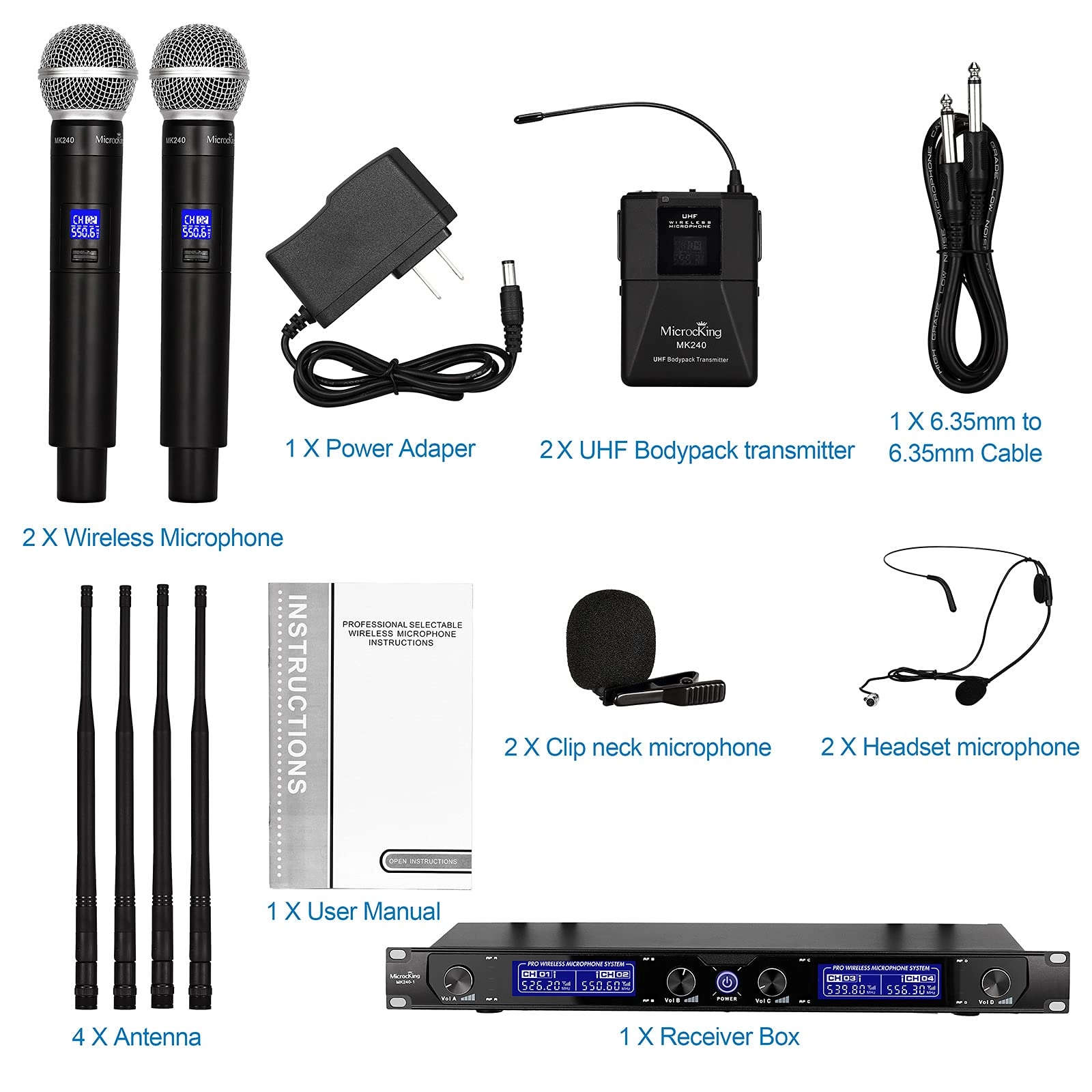 MK240-2 - 2 handheld 2 lavalier UHF