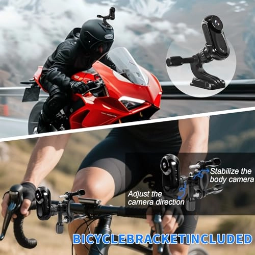 Yadayuki Mini Action Cam, 360° Portable Sports Camera with 0.85 Inch Display, HD 1080P Body Camera, Helmet Action Camera, Pet Camera, Motorcycle Sports Camera, Multifunctional Accessories